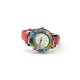 Murano millefiori watch, Chrome case - Mod. Space, Red Strap (Available in 8 Colours)