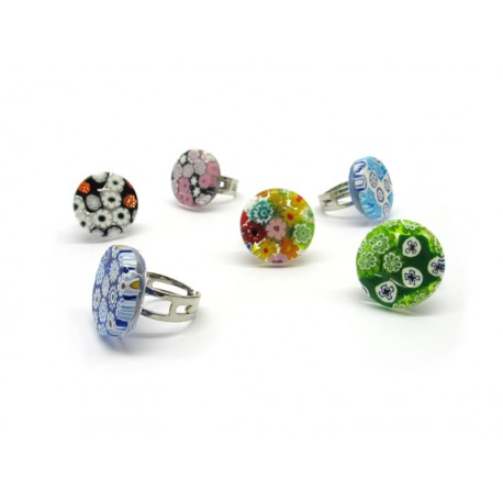 Anello in Vetro di Murano - Mod. Arlecchino (Colori assortiti)