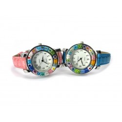 Murano millefiori watch, Chrome case - Mod. Space, (Available in 8 Colours)