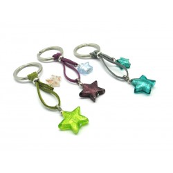 Portachiavi in perle di Murano, a forma di Stella, 12 cm (Colori assortiti)