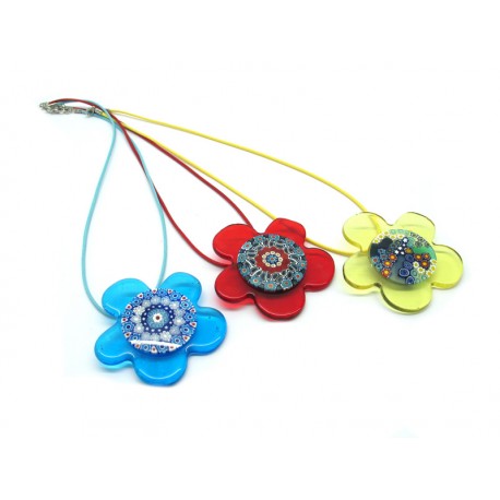 Murano Glass Necklace - Mod. Daisy, 45 cm (Available in Ass. Colours)