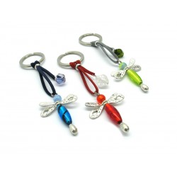 Murano Glass Keychain Dragonfly, with Murano Beads (Available in assorted Colours)