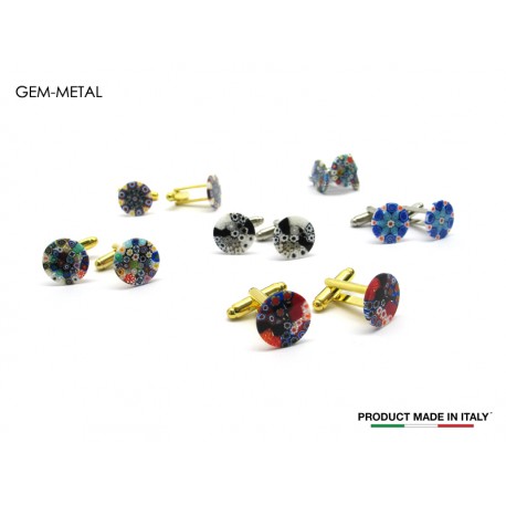 Cufflinks, Diam.14 mm, made with Murrina (Available in assorted Colours)