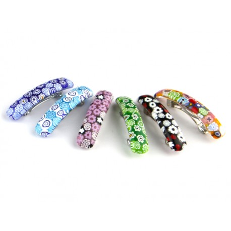 Murano Glass Hair Clips, rectangular small shape, 60x10 mm