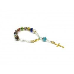 Rosary Bracelet with Murano Glass Beads, 21 cm Long (11 Beads)