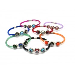 Bracciale in Vetro di Murrina e Caucciù - Mod. Carnevale 3 (Colori assortiti)