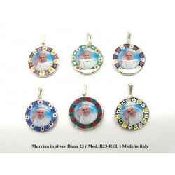 Murrina con foto di Papa Francesco, in Argento 925