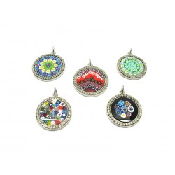 Pendente in Metallo con Murrina e Strass - Mod. MS-26 (Colori assortiti)