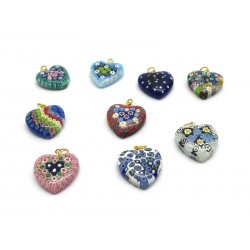 Heart Pendant in Murano Glass - Mod. Cuore, Diam. 19 mm (Available in 10 assorted Colours)