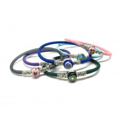 Murano Glass Bracelet in Rubber - Mod. Colombina, 21 cm (Available in 10 assorted Colours)