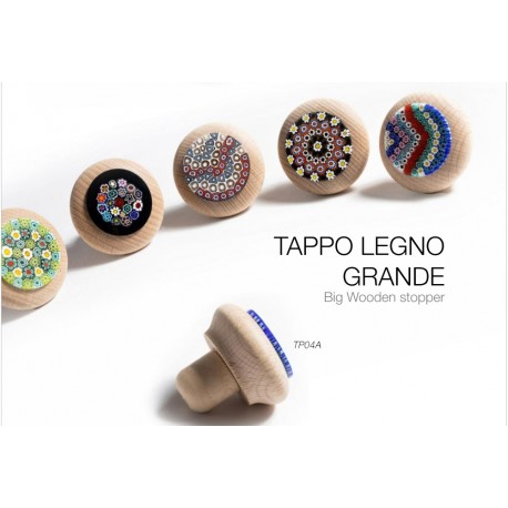 Tappo in legno vetro di Murano, 35x30 mm (Colori assortiti)