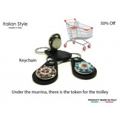 Murano Glass Keychain with Murrina and token for the shopping trolley