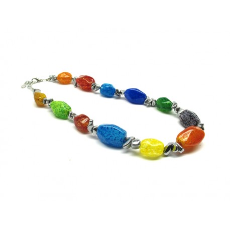 Murano Glass Necklace - Mod. Rainbow , 45 cm (Available in Multicolors)