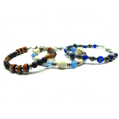 Men's bracelet in Murano beads - Mod. BR311 cm 21 (Available in 10 Colors)