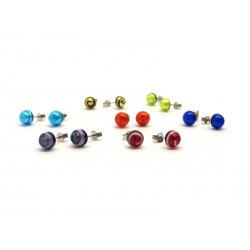 Murrina Millefiori Earrings, in Sterling Silver- Mod. Jani - 8 mm (Available in assorted Colours)