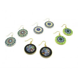 Murrina Millefiori Earrings, in Sterling Silver, 23 mm in diameter (Available in 15 assorted Colours)