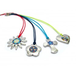 Pendente in Metallo con Murrina - Mod. Becky, Diam. 45 mm (Colori assortiti)