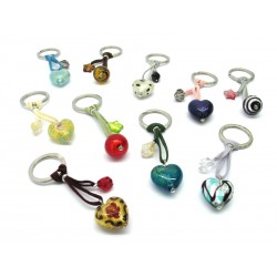 Portachiavi in perle di Murano, a forma di Cuore, 26x15 mm (Colori assortiti)