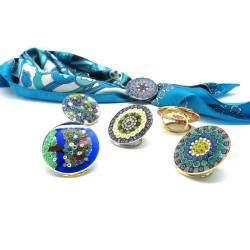 Scarf Ring with Murrina, in Chrome and Gold metal, 36 mm (Available in assorted Colours)