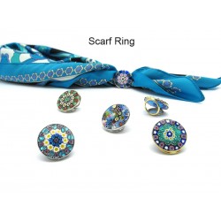 Scarf Ring with Murrina, in Chrome and Gold metal, 23 mm (Available in assorted Colours)