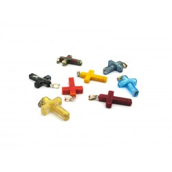 Murano glass Cross in Sterling Silver, 22x16 mm (Available in assorted Colours)