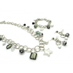 Parure in vetro di Murano Mod. Charms, 50 cm - Corta - (Disponibile in Dorato e Cromato)