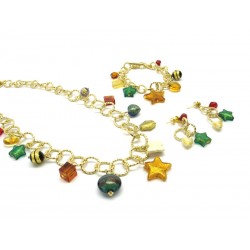 Murano Glass Set Mod. Charms, 100 cm - Long (Available in Plating Gold and Chrome)