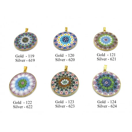 Murrina Pendant in Sterling Silver (B36) Canaletto Design, 36 mm in diameter