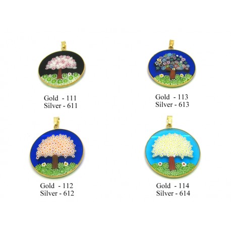 Murrina Pendant in Sterling Silver (B32) Marco Polo Design, 32 mm in diameter