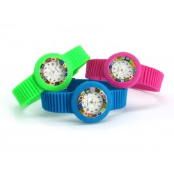 Orologio con vetro di Murrina Veneziana, cassa in Gomma in 16 colori, Cint. Assortiti - Mod. Carnevale