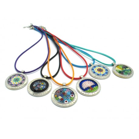 Pendant in Murrina and Metal - Mod. Lauretta - Diam 30 mm (Available in 10 assorted Colours)