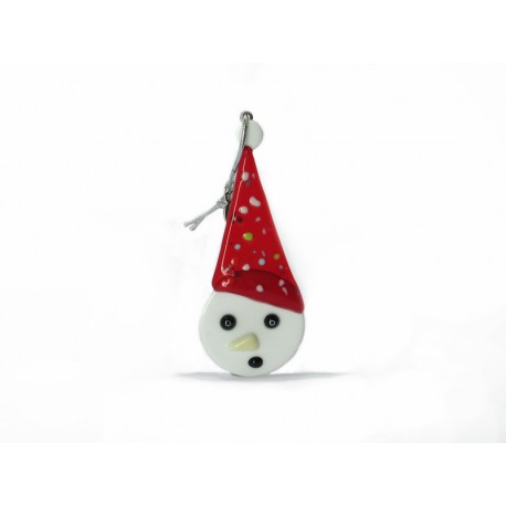 Pendente di Natale in Vetro di Murano - Mod. Snow - 85x35 mm