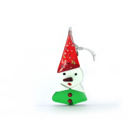 Murano Glass Snowman Christmas Ornament - Mod. P. Neve - 110x35 mm